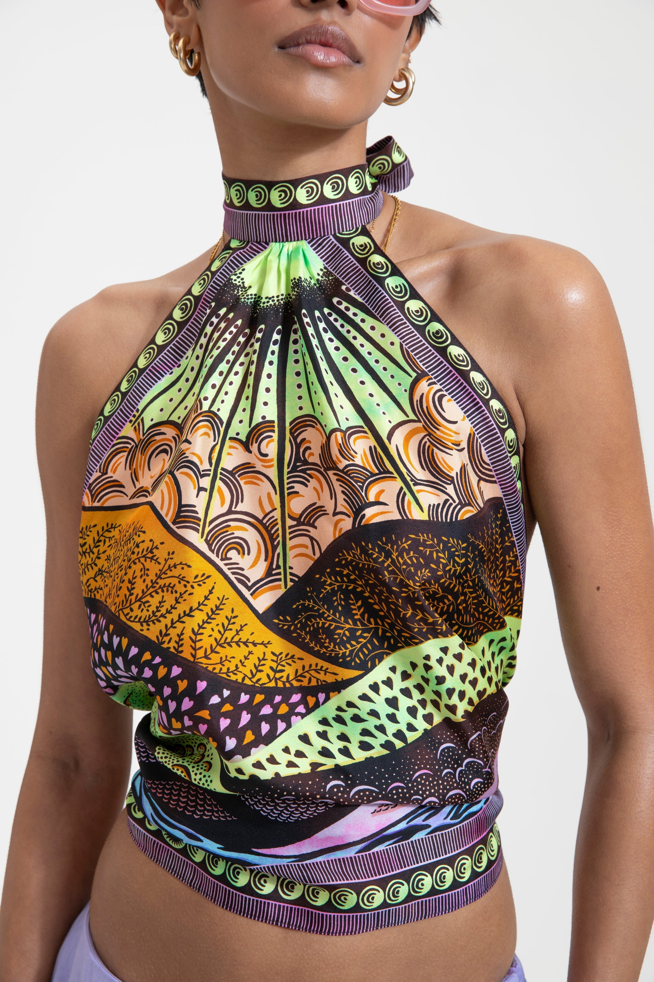 Eternal Sun Print Scarf Top